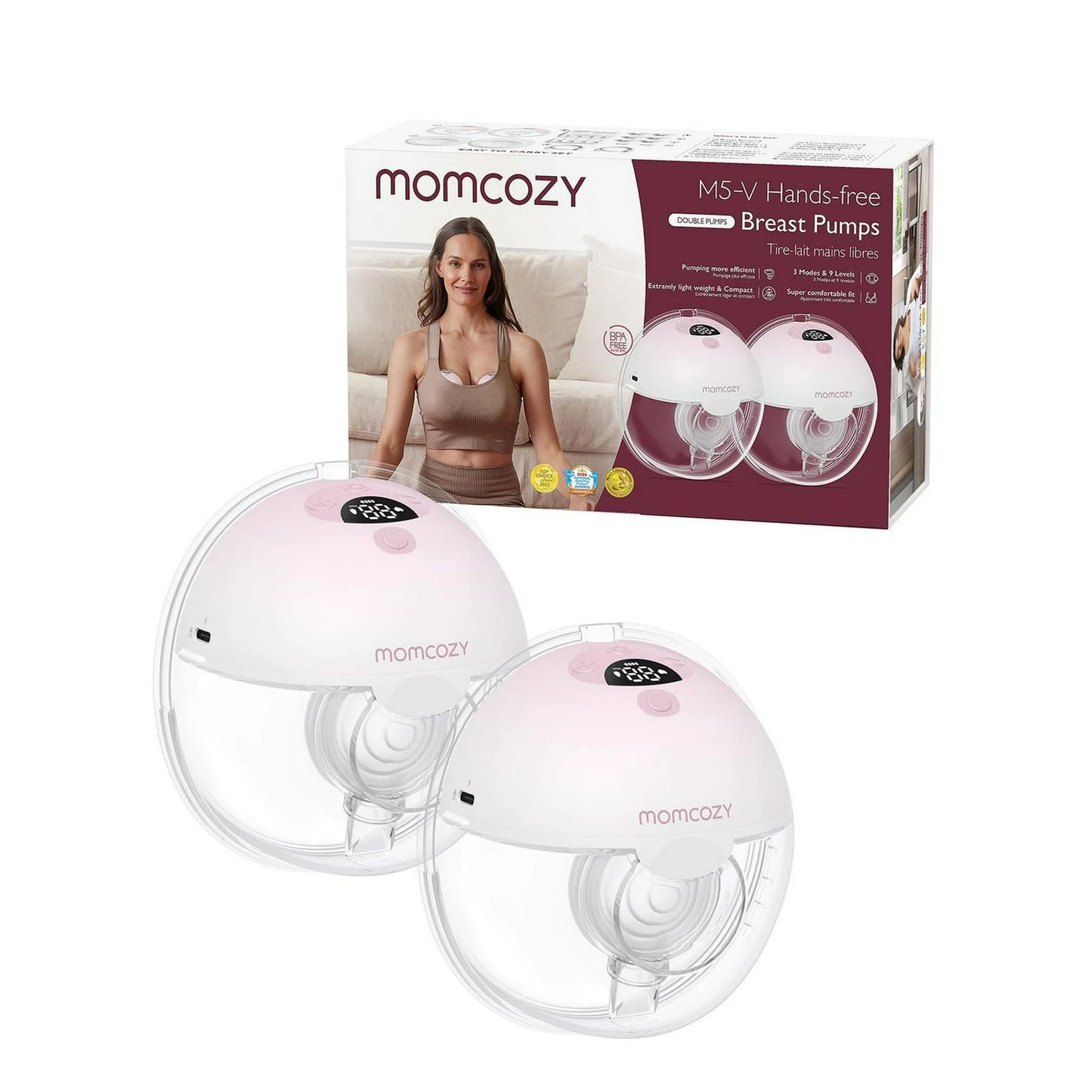 Momcozy M5 Hands Free Dual Portable Electric Breast Pump - Mint Green