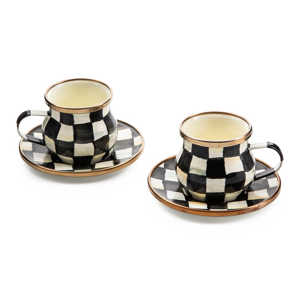 MacKenzie-Childs Courtly Check Espresso Cup & Saucer Set