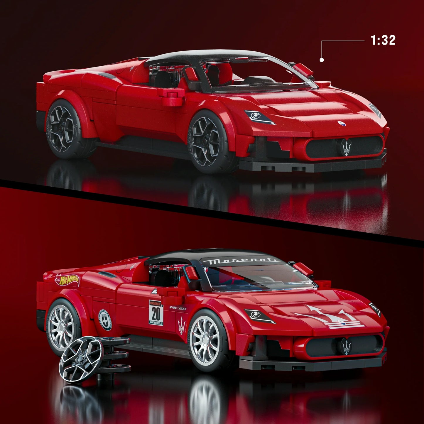 Mattel Brick Shop Hot Wheels Maserati MC20 Building Toy Kit (250 Pieces)