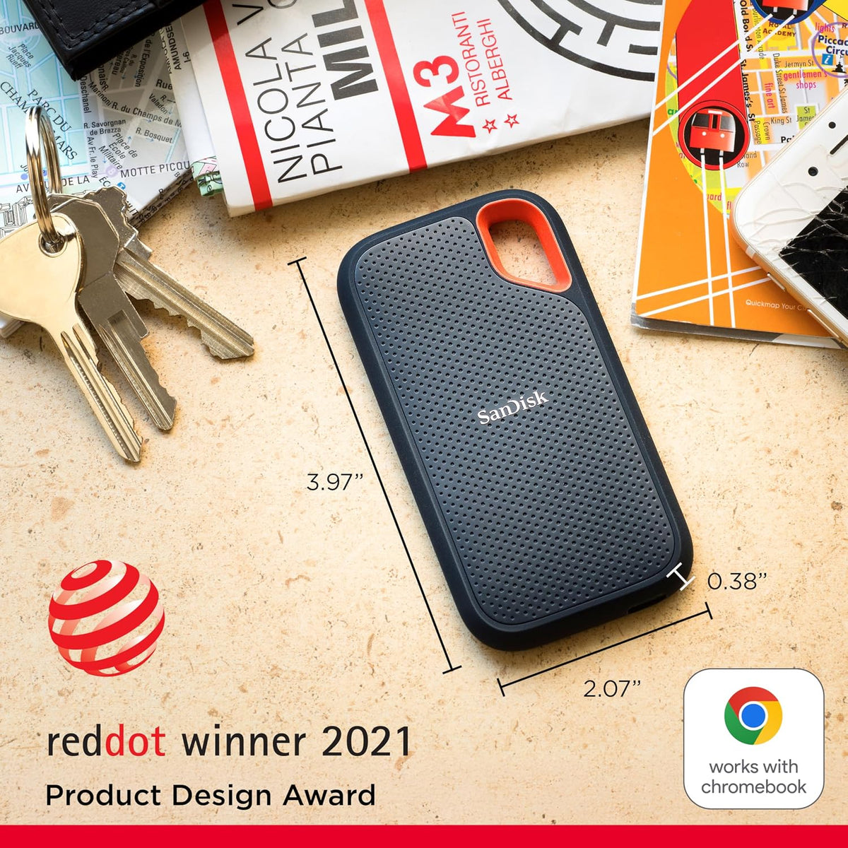 SANDISK 1TB Extreme Portable SSD, Up to 1050MB/s Read Speeds