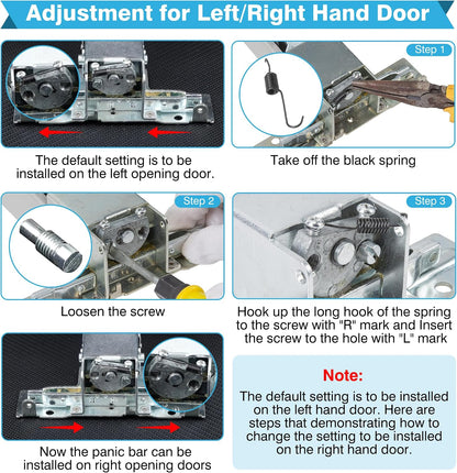 IRONWALLS Commercial Surface Vertical Rod Push Bar Exit Device, Stainless Steel Panic Bar Door Locks