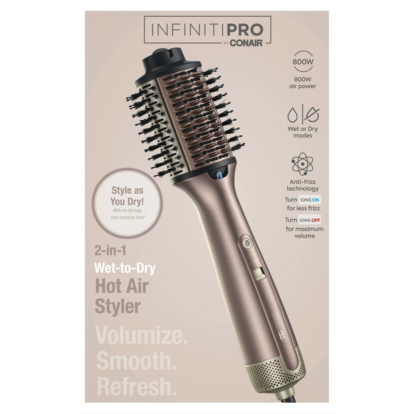 INFINITIPRO by Conair 2-in-1 Wet-or-Dry Hot Air Styler