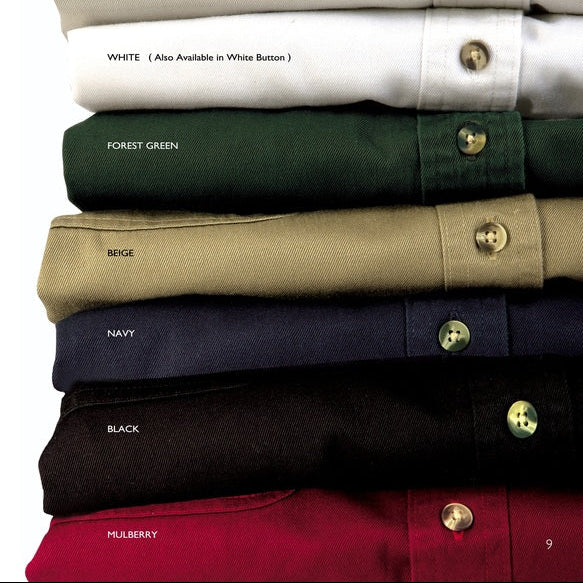 Texx Men's Long Sleeve 100% Cotton Twill Shirt - Black