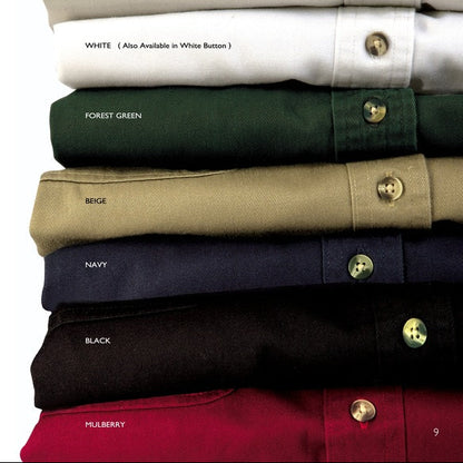 Texx Men's Long Sleeve 100% Cotton Twill Shirt - Black