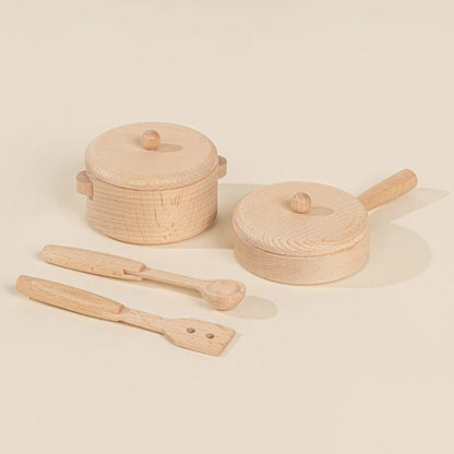 Coco Village Wooden Pots and Pans Playset (6 Pcs)