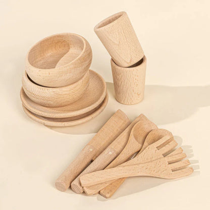 Coco Village Wooden Dinnerware Playset (12 Pcs)