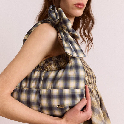Damson Madder Roo Tie Bag In Cardamon Check