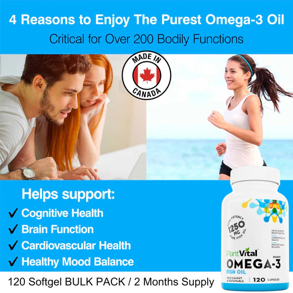 PlantVital Omega 3 Fish Oil, 120 Capsules