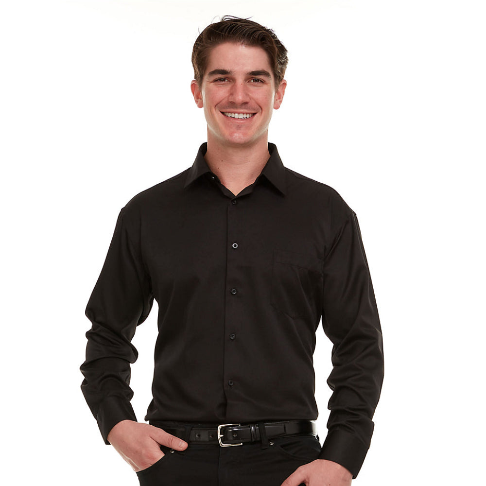 Geoffrey Beene Men's Regular-Fit Sateen Stretch Dress Shirt - Black