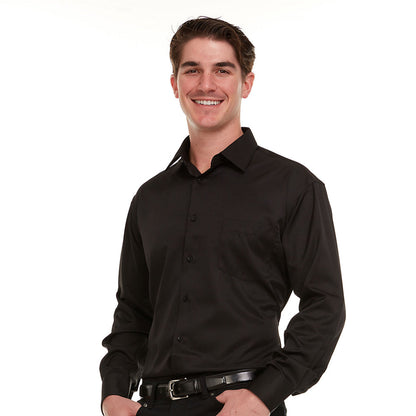 Geoffrey Beene Men's Regular-Fit Sateen Stretch Dress Shirt - Black