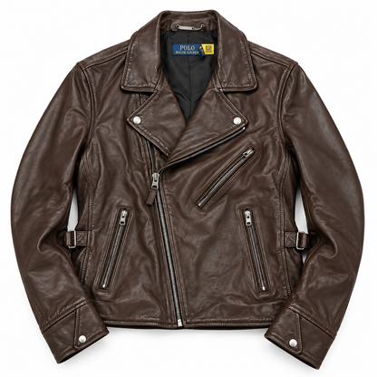 Polo Ralph Lauren Women's Leather Moto Biker Jacket - Brown