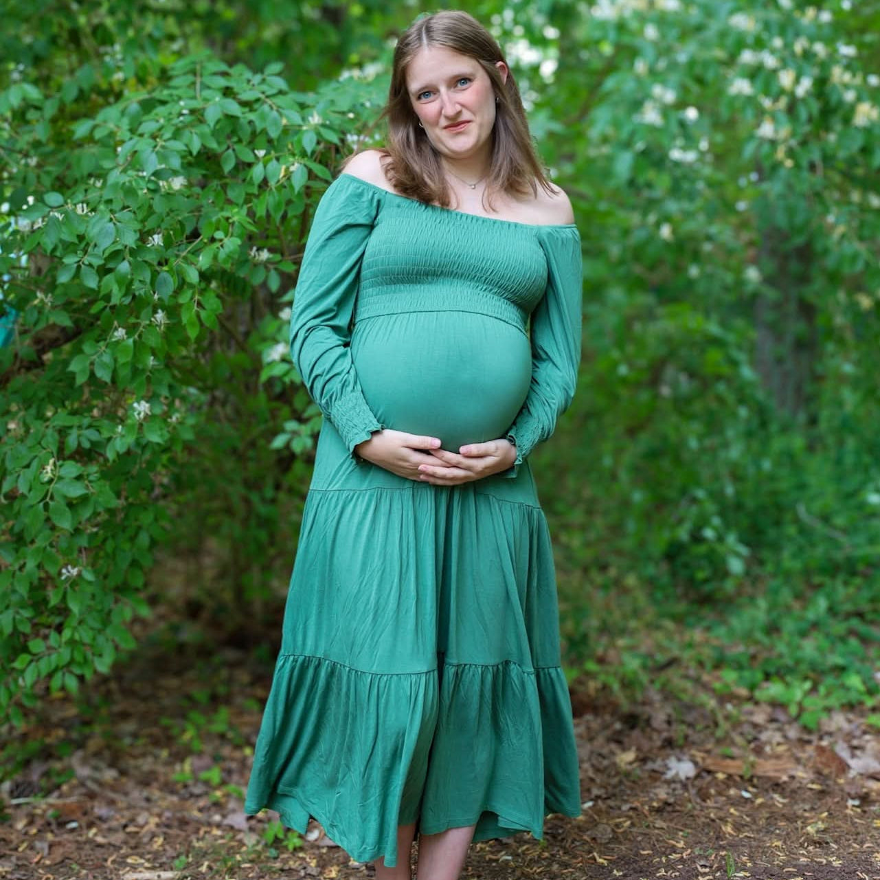 Bubble Baby - Adult Long Sleeve Smocked Dress - Juniper