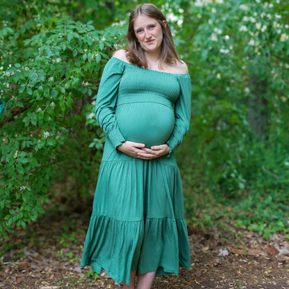 Bubble Baby - Adult Long Sleeve Smocked Dress - Juniper