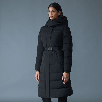 Mackage CORALIA-CITY Recycled Down Coat with Storm Visor and Belt
