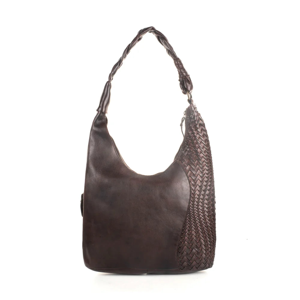 Milo Albany Green Washed Leather Hobo Bag - Chocolate
