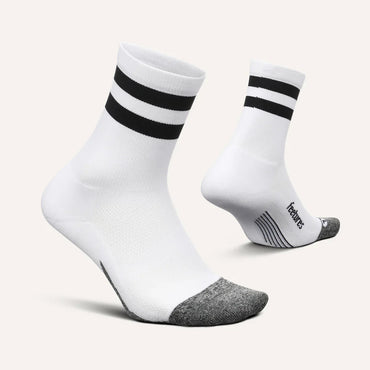 Feetures Elite Light Cushion Mini Crew Socks - White Stripe - 3 Pack