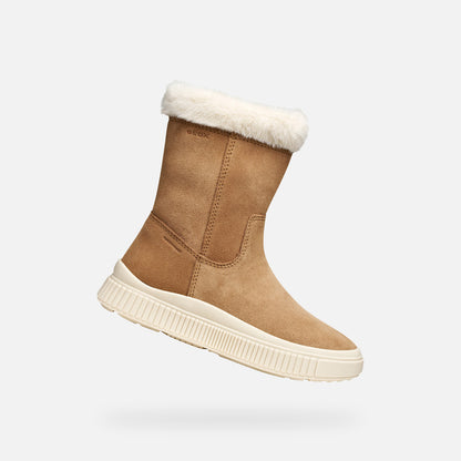 Geox Laquinny Girl Fur-Trimmed Ankle Boots - Whisky