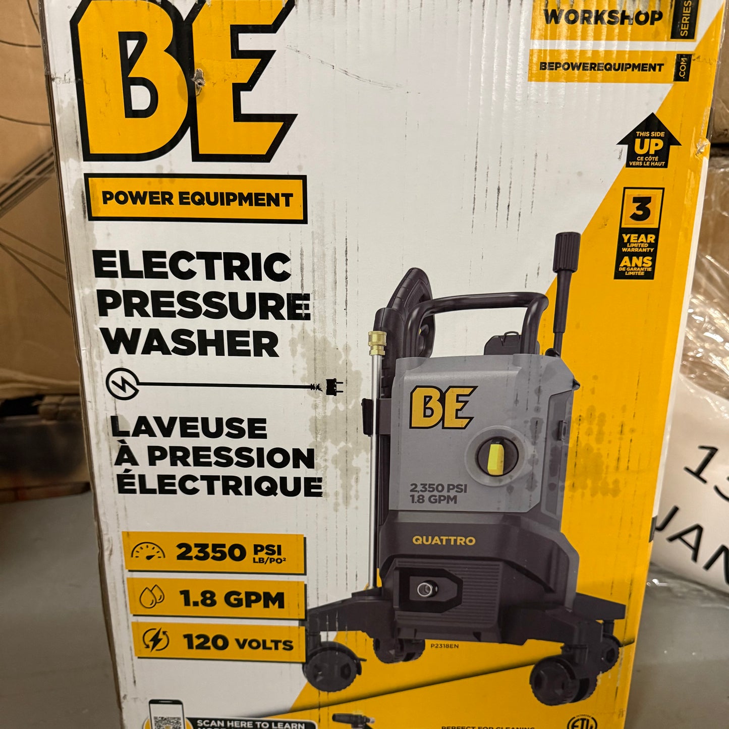 BE Power Equipment 2350 PSI 1.8 GPM Cold Water Corded Electric Pressure Washer - PICK UP ONLY