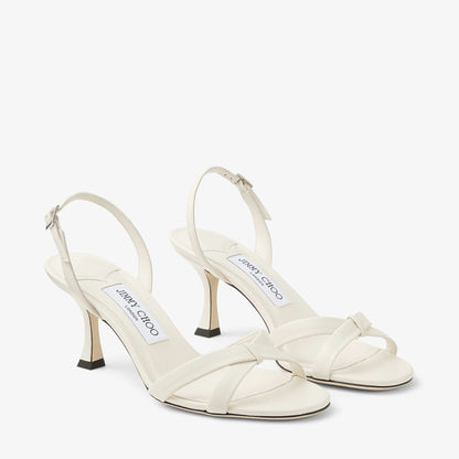 Jimmy Choo Elsy 70 Nappa Leather Crossover Slingback - Latte