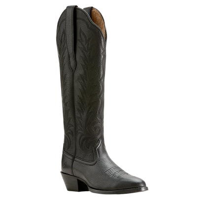 Ariat Ladies 16in Heritage R Toe StretchFit Deertan Boots - Black
