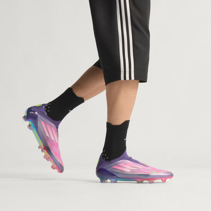 Adidas F50 Elite LY Laceless Firm Ground Cleats - Purple / Cloud White / Lucid Lemon