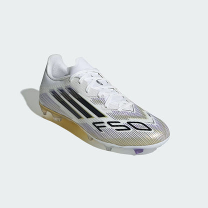 Adidas F50 League Firm/Multi-Ground Cleats - Cloud White / Core Black / Gold Metallic
