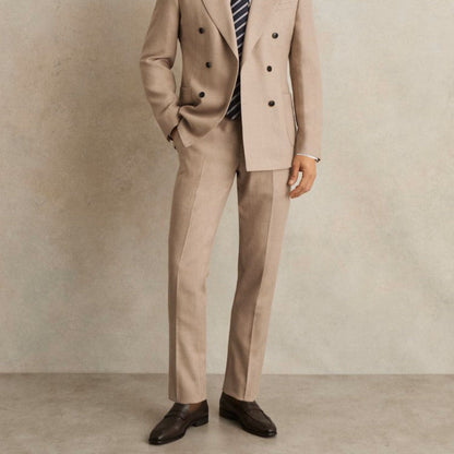 Reiss Venus Wool-Blend Slim-Fit Suit Trousers in Oatmeal Brown