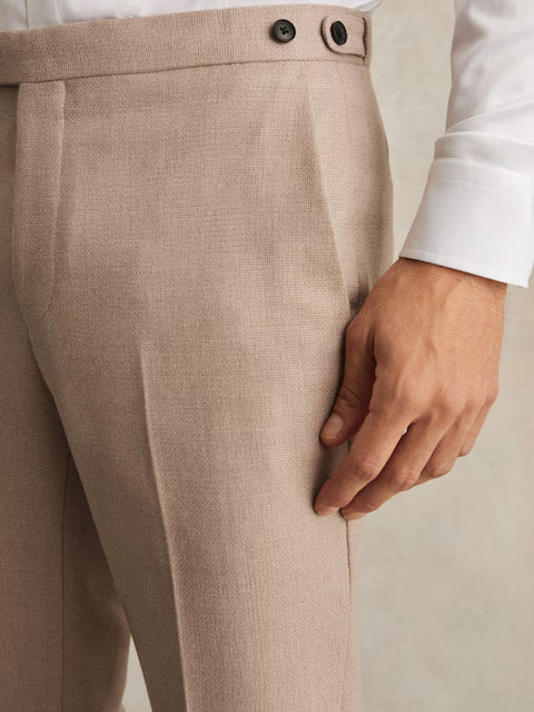Reiss Venus Wool-Blend Slim-Fit Suit Trousers in Oatmeal Brown