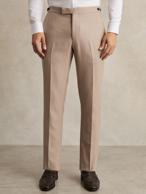 Reiss Venus Wool-Blend Slim-Fit Suit Trousers in Oatmeal Brown