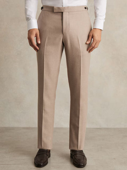 Reiss Venus Wool-Blend Slim-Fit Suit Trousers in Oatmeal Brown