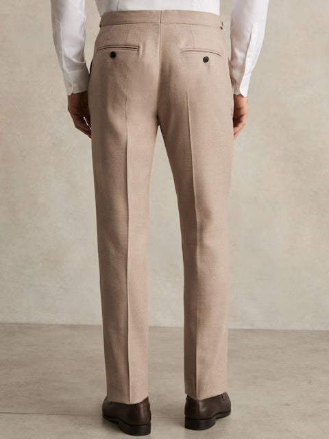 Reiss Venus Wool-Blend Slim-Fit Suit Trousers in Oatmeal Brown