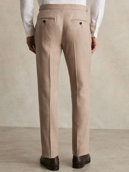 Reiss Venus Wool-Blend Slim-Fit Suit Trousers in Oatmeal Brown
