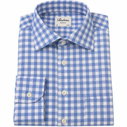 Stenströms Men's Regular Fit Check Shirt - Blue/White