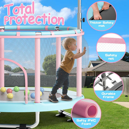 Mijump 55-Inch Indoor/Outdoor Toddler Mini Trampoline with Enclosure