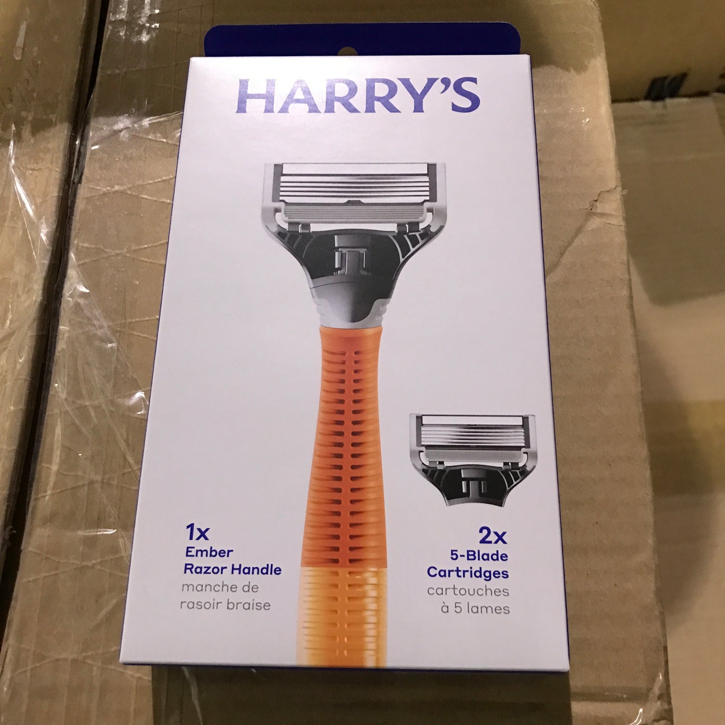 Harry's Men's 5 Blade Razor with 2 Ct Cartridges - Bright Orange - 2 Pack