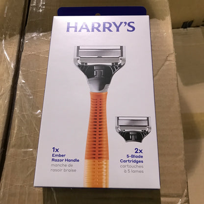 Harry's Men's 5 Blade Razor with 2 Ct Cartridges - Bright Orange - 2 Pack