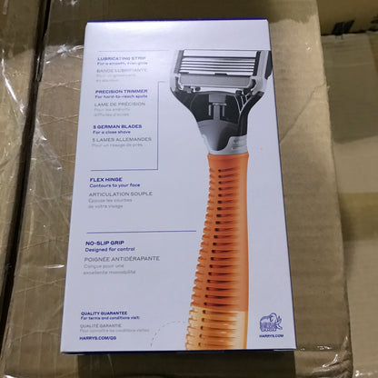 Harry's Men's 5 Blade Razor with 2 Ct Cartridges - Bright Orange - 2 Pack