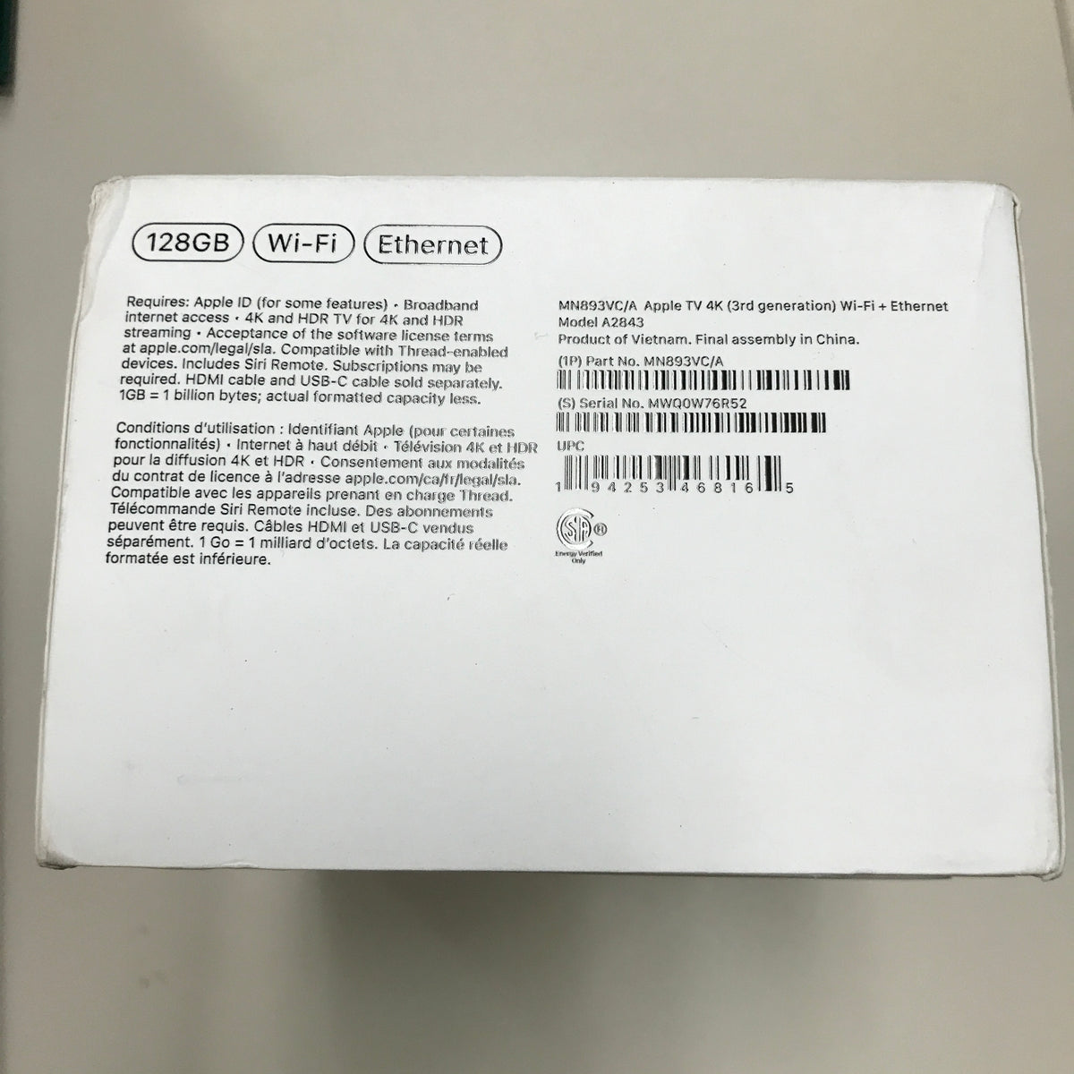 Apple TV 4K 128GB with Wi-Fi & Ethernet (3rd Generation)
