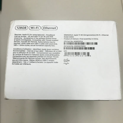 Apple TV 4K 128GB with Wi-Fi & Ethernet (3rd Generation)