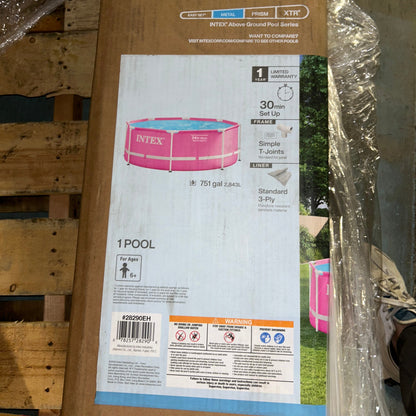 INTEX Metal Frame 8ft x 30in Round Above Ground Swimming Pool - Pink