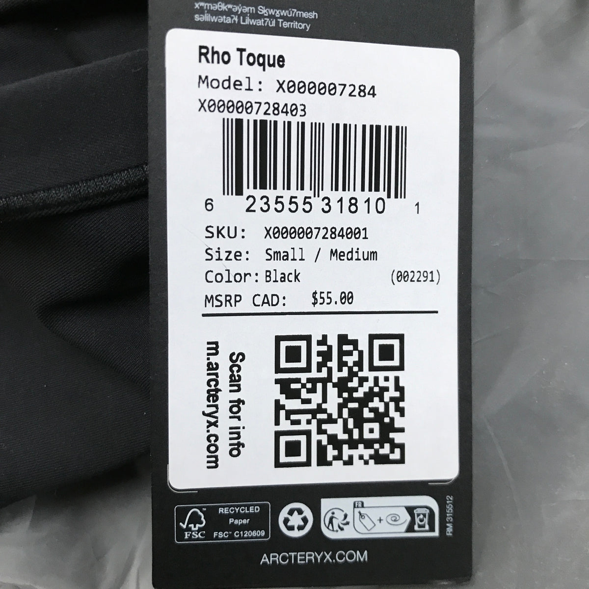 Arc'teryx Rho Toque - Black