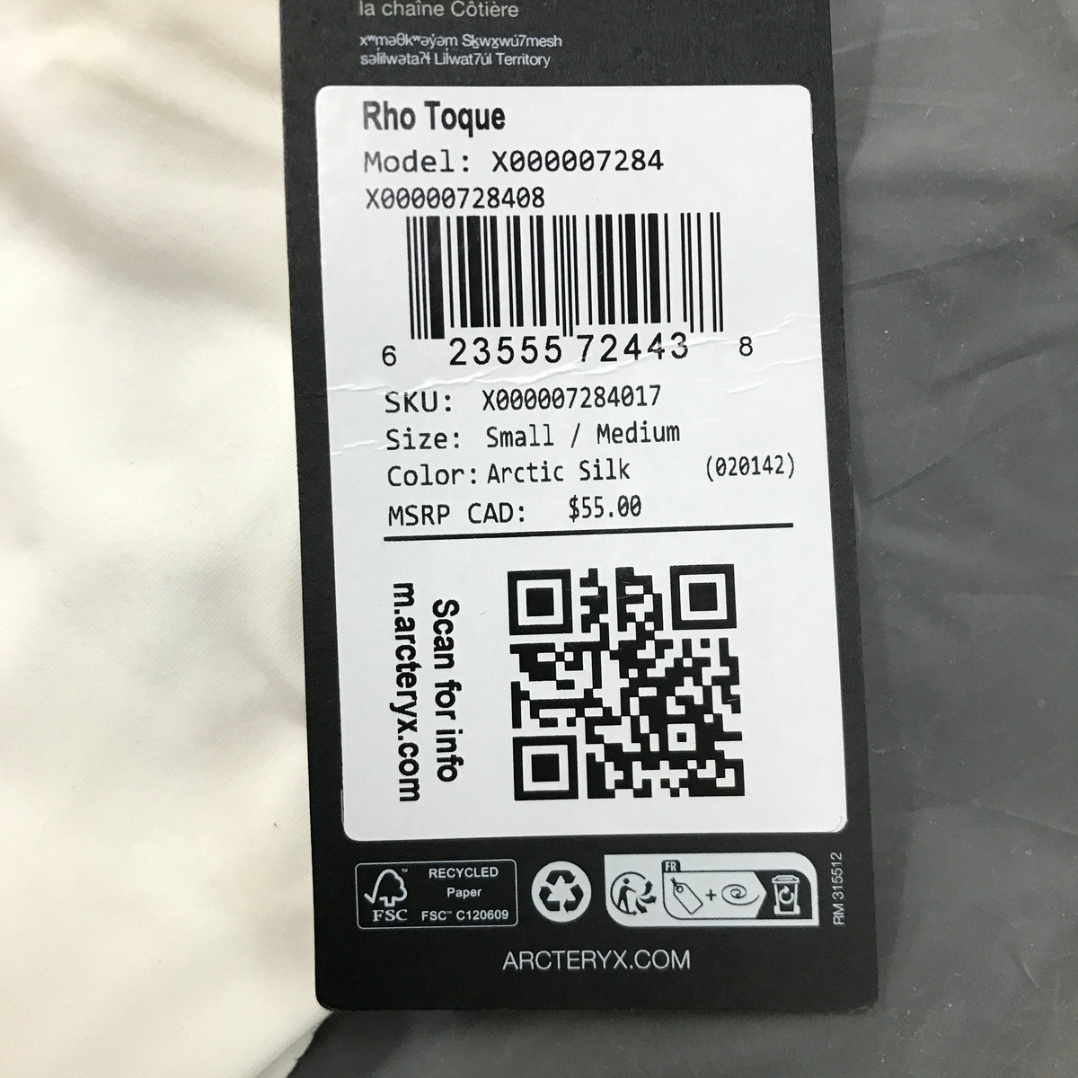 Arc'teryx Rho Toque - Arctic Silk