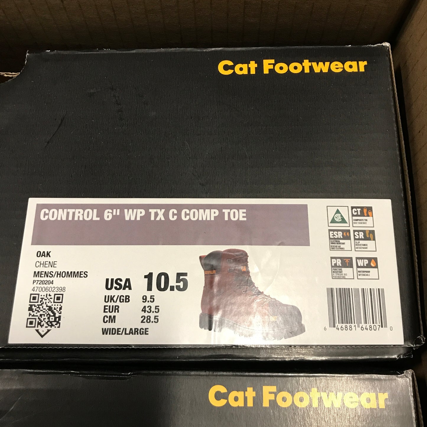 Cat Footwear Men's Control 6" Waterproof TX Composite Toe CSA Work Boot - Oak
