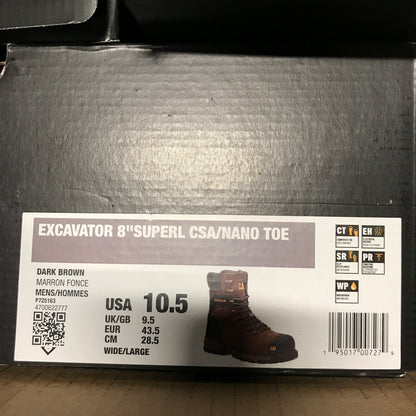 Cat Footwear Men's Excavator Superlite 8" Waterproof Thinsulate Carbon Composite Toe CSA Work Boot - Dark Brown