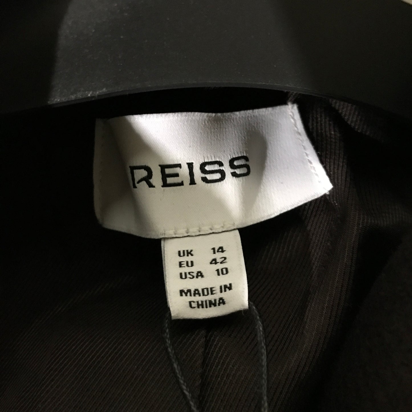 Reiss Max Wool-Blend Wrapover Mid-Length Coat in Chocolate Brown