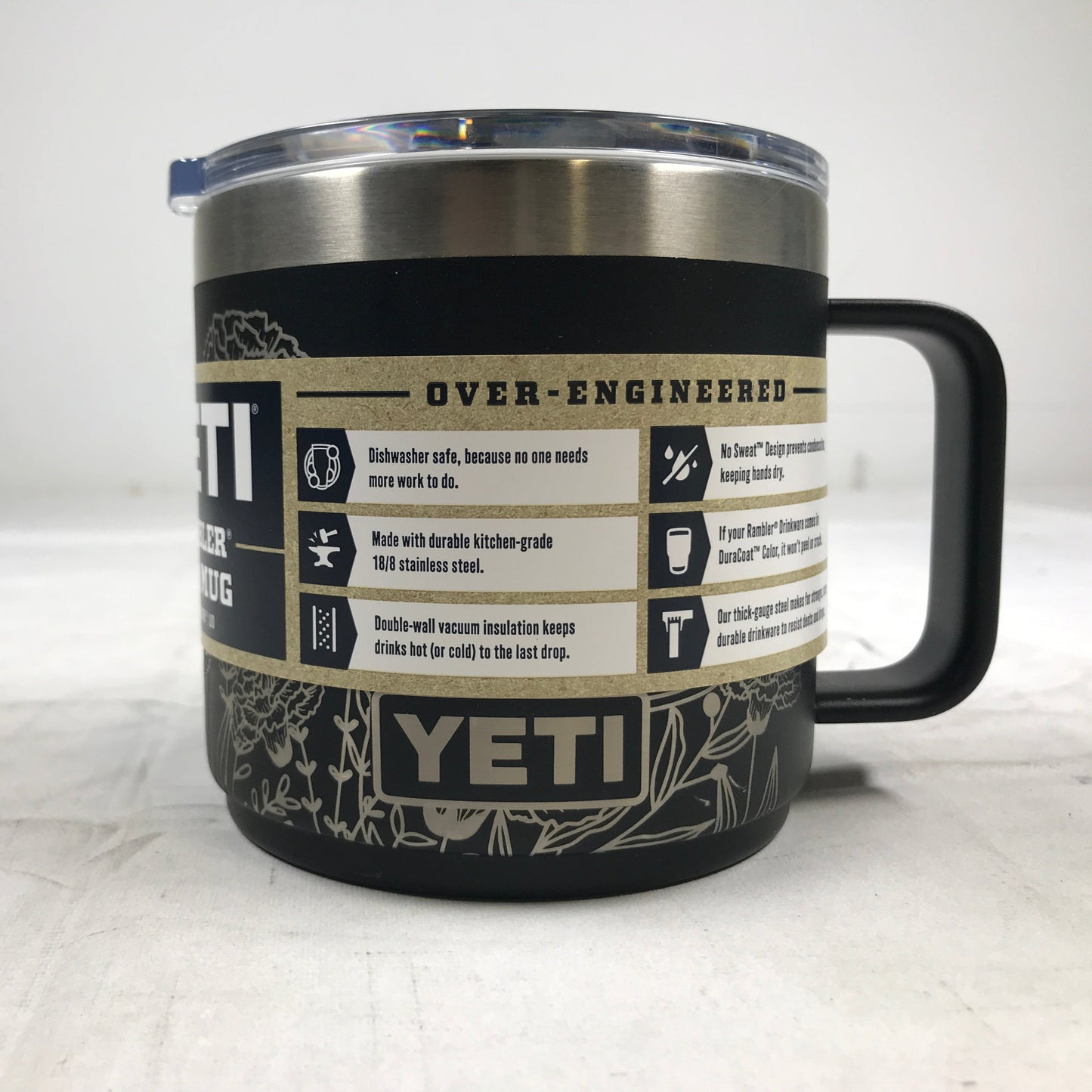 YETI Rambler 414 mL Stackable Mug with MAGSLIDER™ Lid with Flowers Pattern