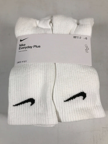 Nike 6 Pack Everyday Plus Cushioned Socks - White L/G