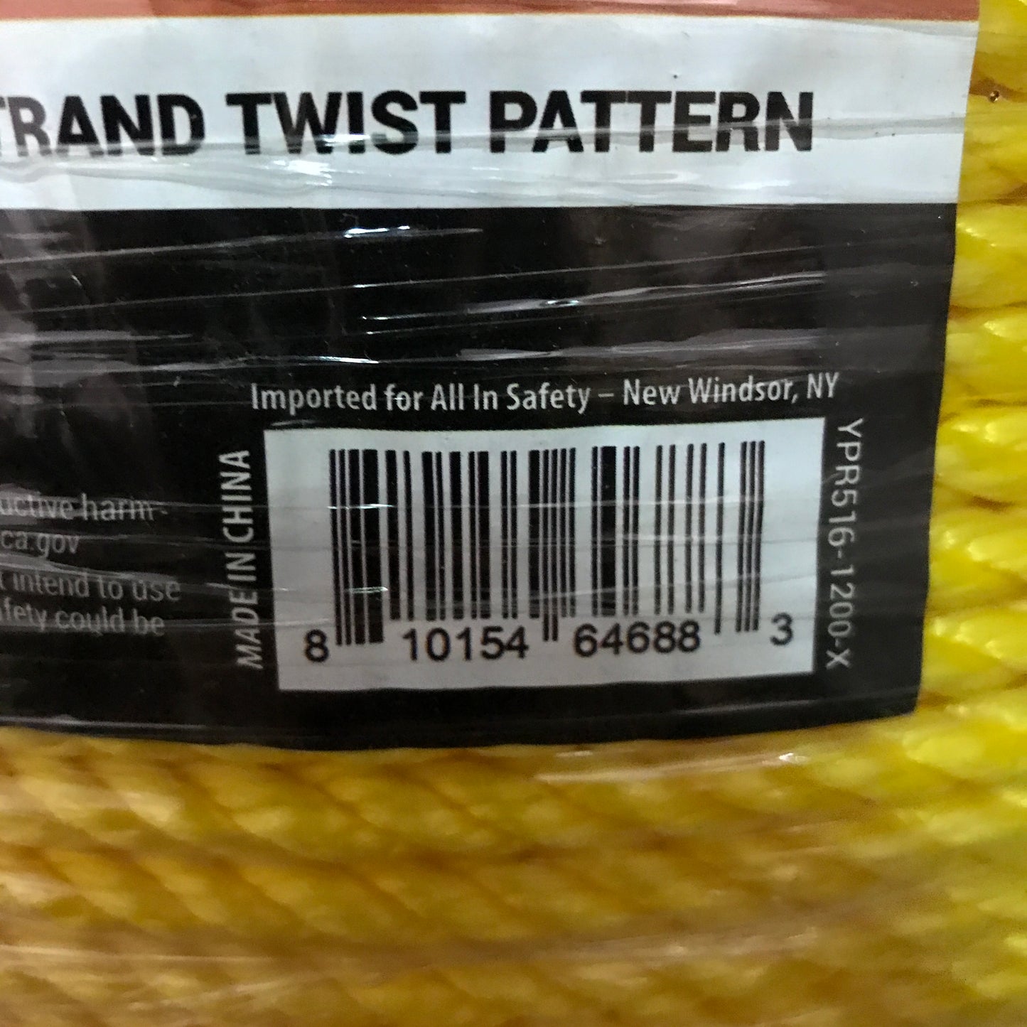 Xpose Yellow Twisted Polypropylene Rope, 5/16" Thickness x 1200' Length