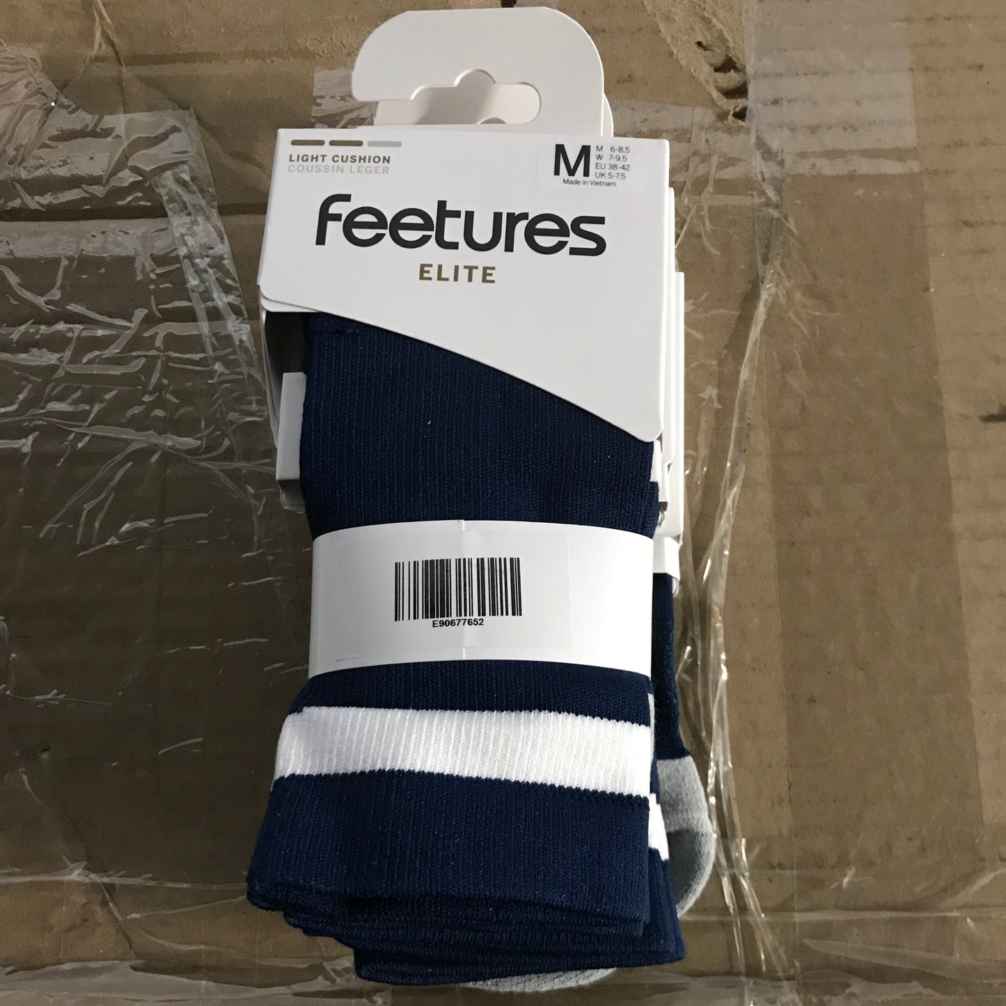 Feetures Elite Light Cushion Mini Crew Socks - Navy Stripe - 3 Pack