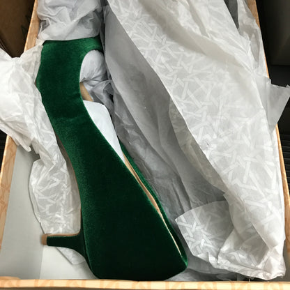 Jewel Badgley Mischka Enola Velvet Kitten Heel Pumps - Green Velvet